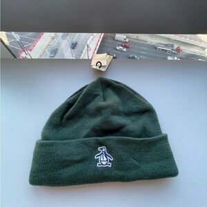 NWT Original Penguin Army Green Knitted Skull Cap Urban Streetwear Beanie OS